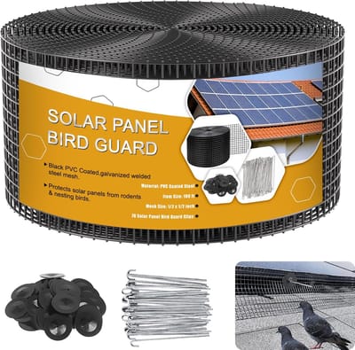 Zonnepaneel Bescherming - Onderpaneel Net - Dieren Buiten Houden - Roestbestendig PVC Coating - 15 cm x 30 meter - Zwart