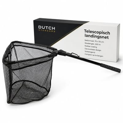 Benson Landingsnet – Opvouwbaar Schepnet 35 x 35 cm – Vaste Steel 100 cm – Zwart