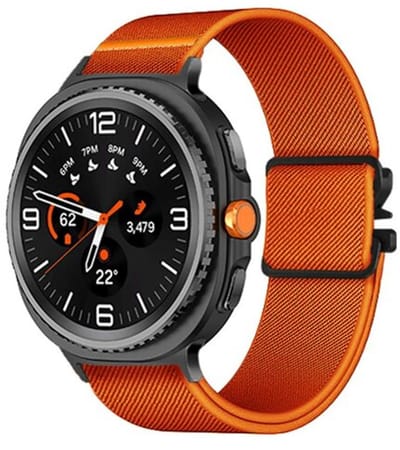 By Qubix - smartwatch bandje - Compatible Samsung bandje - Nylon bandje met Parachute sluiting - Oranje - Geschikt voor Samsung Galaxy Watch 9 (40/44mm) - Watch 8 (40/44mm) - Watch 8 Classic (46mm)