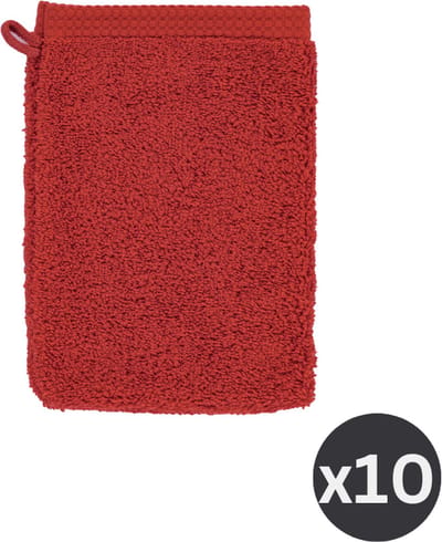 Tiseco Home Studio - Washand DELUX - - SET/10 - 100% katoen - 550 g/m² - met ophanglus - 100% katoen - superzacht en zeer absorberend - 15x21 cm - Rood