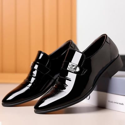Nieuwe leren schoenen heren grote maat zakelijk pak ademend heren Koreaanse stijl puntige neus bruidegom trouwschoenen 42 zwart