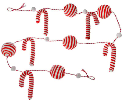 Clayre & Eef Kerstslinger Guirlande 170 cm Rood Wit Kunststof