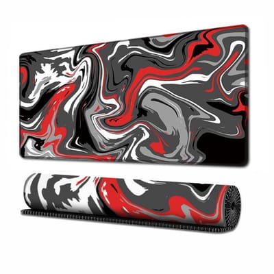 longziming -Gaming Muispad - Bureauafdekking - Groot Formaat 30 X 70 Cm Met Waterdicht Kunststoff Oppervlak En Natuurlijke Rubber Bodem - 1 Stuks - Voor Gaming Kantoor En Grafisch Ontwerp - Roodachtig grijs