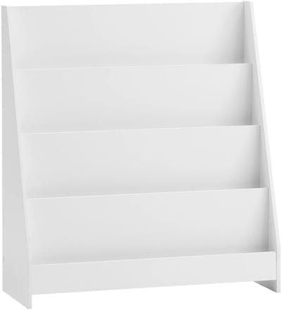 Geargalaxy Kinderboekenkast - Kinderboekenplank - Boekenkast - Boekenrek - Kinderrek - Tijdschriftenrek - 4 Vakken - 77x30x88cm - Wit