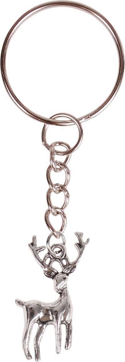 Sleutelhanger - Hangertje Hert zilverkleurig 3x2cm