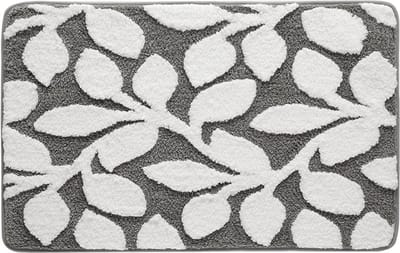 DRESTA Badmat 50X80CM Leaves Gray - Badmatten - Badmat antislip - Douchemat - Badmatten - 100% Polyester - Super zacht en Warm