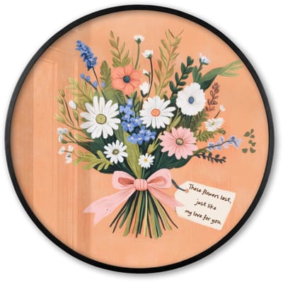 Poster in lijst Rond - Fotolijst 60x60 cm - Posters - Boeket - Strikje - Quote - Ronde posterlijst zwart - Decoratie - Wanddecoratie woonkamer - Muurdecoratie slaapkamer