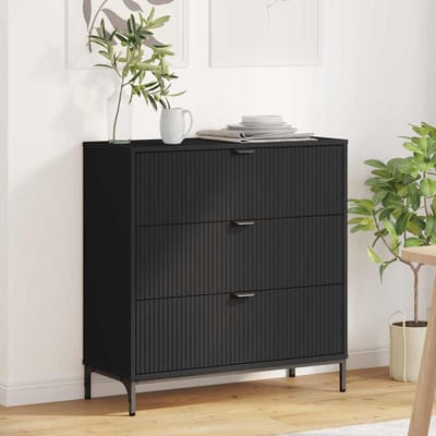 vidaXL - Dressoir - met - lade - Zwart - 79,5 - x - 33 - x - 82 - cm - Bewerkt - hout