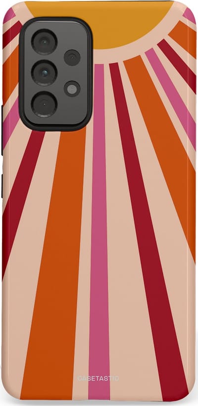 Casetastic Hoesje Geschikt voor Samsung A53 - Stijlvolle Beschermende Duo-layer Case - Retro straal