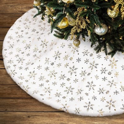 Dailygoods- Kerstboomrok 30 cm - Sneeuwvlokken - Deken - Decoratie - Klittenband - Duurzaam en herbruikbaar - Kerstboomdeken