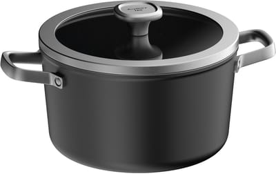 LEO Kookpot antikleef met deksel Graphite - Ø 24x14cm - Zwart - PFAS-vrij