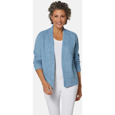 Tijdloos tricot jasje van grove tricot - blauw / gemêl. - Gr. 46 van Goldner Fashion