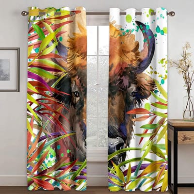 3d Dazzle Dieren Gordijn Woonkamer Balkon Huisdecoratie 90g milieuvriendelijk polyestervezel gordijn twee stuks W50xH130(CM)x2pcs&Grommet Top