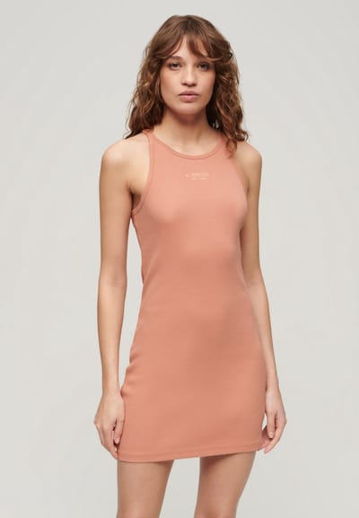 Superdry - Rib Racer jurk met borduursels - Dames - Jurken