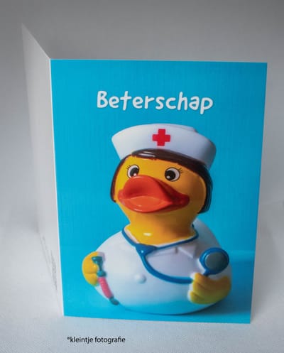 Beterschap wenskaart (A6) – Eend kaart voor een vrolijk opkikkertje | Kleintje Fotografie