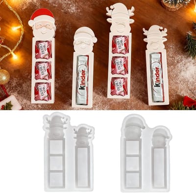 Siliconen Gietmallen voor Kerstmis - 4 Stuks met Santa en Hert Motief voor Geldcadeaus en DIY Decoratie