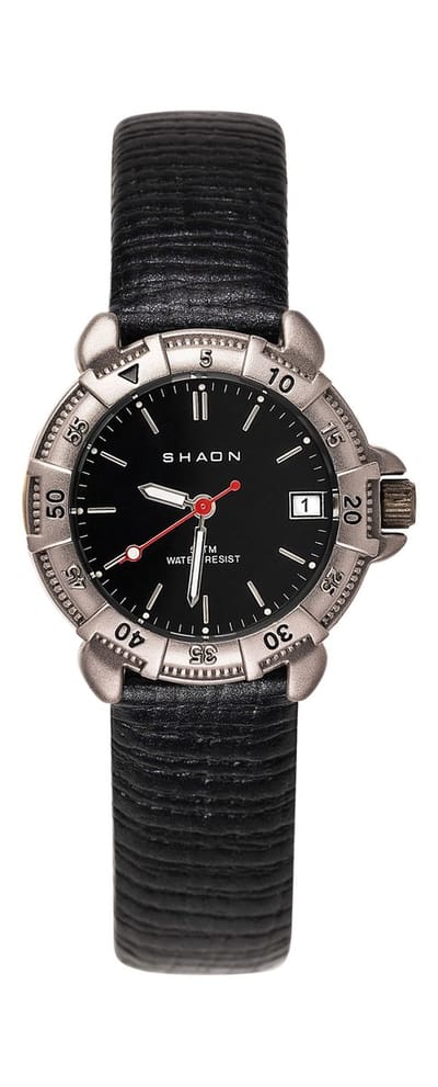 Shaon 22-1100-44 Horloge - Kunstleer - Zwart - Ø 32 mm