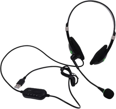 USB Headset - PC Headset Computer Headset - Online Vergaderen - Ruisonderdrukkende Microfoon - 70 gram - Zwart