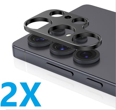 Camera lens Protector 2x Geschikt voor: Samsung Galaxy S25 Ultra - screen protector - glas - bescherm je camera - beschermglas - Zwart