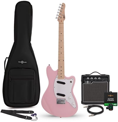 Seattle elektrische gitaar roze, 10 W gitaarversterker en accessoirepakket