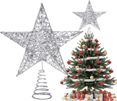 Sterren Topper voor Kerstboom - Decoratieve Boomversiering van Metaal - 20cm Zilver voor Feestelijke Sfeer en Kerstdecoratie