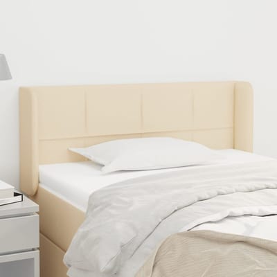 vidaXL - Hoofdbord - met - randen - 93x16x78/88 - cm - stof - crèmekleurig