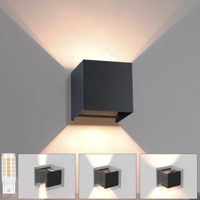 NETTLIFE Wandlamp LED - zwart - G9 - up down Licht - Geschikt voor binnen en buiten - IP65 - warm wit 3000K - Wandlampen voor tuin