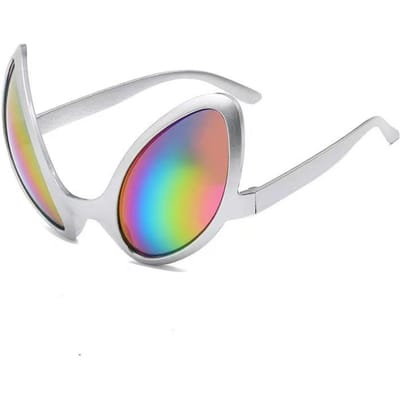 Grappige Buitenaardse Bril Feest Zonnebril Regenboog Glazen Zonnebril Vakantie Dans Buitenaardsen Alternatieve Vormen voor Feest Zonnebril white