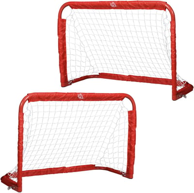 HOMCOM voetbaldoelen - set - doelen opvouwbaar staal rood 90x36x60 cm