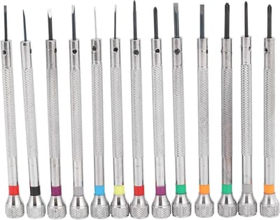 Schroevendraaierset - Precisie Gereedschap - Kleine Reparatie - 13 Delig - 0.6-2 mm - Zilver