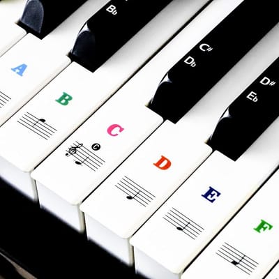 Transparante Piano Toetsstickers voor Elk Toetsenbord (37 t/m 88 toetsen) - Leer Snel Noten Spelen