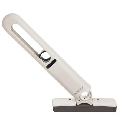 Ruhhy Compacte Mini-Mop – Streeploos Ramen & Spiegels Wassen – Waterinjectiesysteem – 2 Duurzame Klikpads – Ergonomische Handgreep – Wit