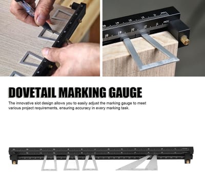 Dailygoods- Zwaluwstaartmarkeringsmeterset Aluminiumlegering - Verstelbare Liniaalsleuf - Houtbewerkingsprojecten - Beweegbare Markeringsmeter - Efficiënte Scheurreparatie - Flexibel Sleufontwerp - Houtbewerkingsgereedschap