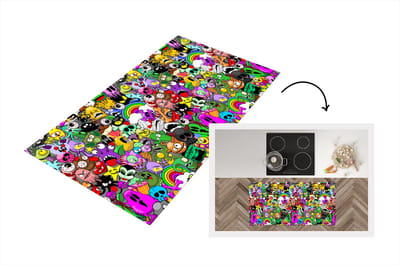 Keukenloper - Loper keuken - Tieners - Monster - Doodle - Patronen - 120x60 cm - Keukenloper vinyl