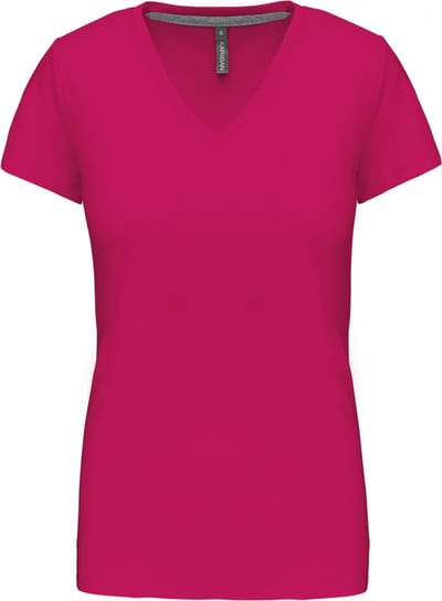 Kariban Dames T-shirt V-hals Korte Mouwen K381 - Fuchsia - M