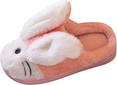 Babyslofjes - Konijn print - Thuis warm - Zachte voering - 12-18 maanden - Roze