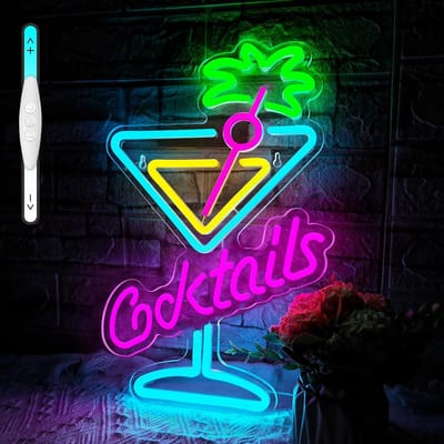 Daity Cocktail neonreclame - dimbaar - USB-aangedreven - geschikt voor feesten - cocktailbars - pubs - nachtclubs en decoratie voor mannenkamers.