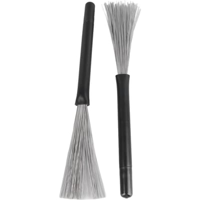 2 STUKS Staaldraad Trommelborstels Telescopische Drumstokken Draagbare Drumstokken Percussie Accessoires black