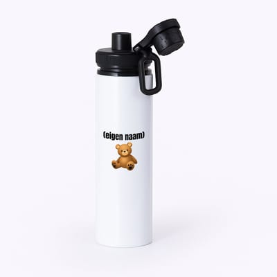 Hacebo® - teddybeer met eigen naam waterfles met draaidop zwart - Teddybeer - kinderen/knuffel liefhebber - iemand die houdt van teddyberen - verjaardag - cadeau - kado - geschenk - water fles - 850ML