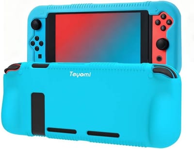 Teyomi-hoesje compatibel met Nintendo Switch, beschermende siliconen hoes met 2 opbergvakken voor gamekaarten - ShopVlot