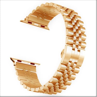 Fungus - Smartwatch bandje - Geschikt voor Apple Watch 42 / 44 / 45 / 49 mm - Series 1 2 3 4 5 6 7 8 9 SE Ultra iWatch - Metaal - Vijf - Rosegoud