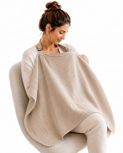 Hydrofiele Borstvoedingsdoek Taupe – Voedingsdoek & Afschermdoek voor Moeders | Ademend & Verstelbaar