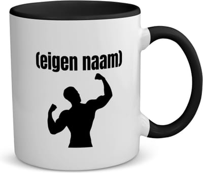 Akyol - fitness man met eigen naam koffiemok - theemok - zwart - Fitness - atleten/sport liefhebbers - sport - fitness - bodybuilder - verjaardag - cadeau - kado - 350 ML inhoud