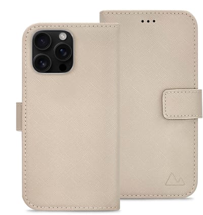 My Style Telefoonhoesje geschikt voor Apple iPhone 16 Pro Max Hoesje | My Style Flex Wallet Bookcase Portemonnee | Pasjeshouder voor 3 Pasjes | Telefoonhoesje voor Pinpas / OV Kaart / Rijbewijs - Warm Taupe | Taupe