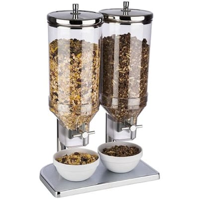 GGM Gastro Cerealienspender Duo - FRESH+EASY - 2 Kunststoffbehälter - 2x 4,5 Liter - Edelstahlständer