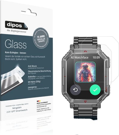 dipos – 2x Matte Pantserfolie geschikt voor Mingdaln 2.01 GPT Smartwatch | 9H Screenprotector
