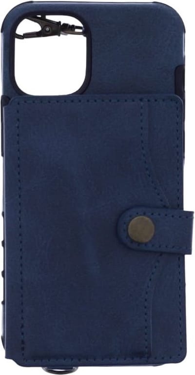Backcover hoesje Geschikt voor: Apple iPhone 12 Mini hoesje - Pasjeshouder case - Ruimte voor pasjes - Siliconen en Polsbandje - Blauw
