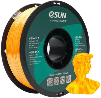 eSun ePLA-Silk Donkergeel / Dark yellow - 1 kg - 1.75 mm - 3D printer en 3D pen filament
