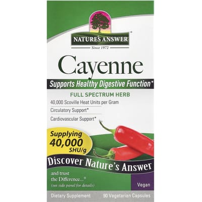 Nature'S Answer, Cayenne, Plantaardige Capsules, 90 Capsules (450 mg per capsule)