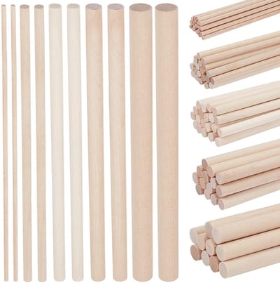 Dailygoods- Deuvelstaven 100 stuks - Berkenhouten Stokjes - Ronde Houten Deuvels - Onafgewerkt - 300 mm - Duurzaam en Sterk